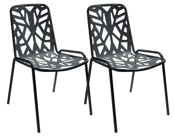 prezzo Lot de 2 chaises de jardin 52x59x83 cm en acier RD Italia Fancy Anthracite