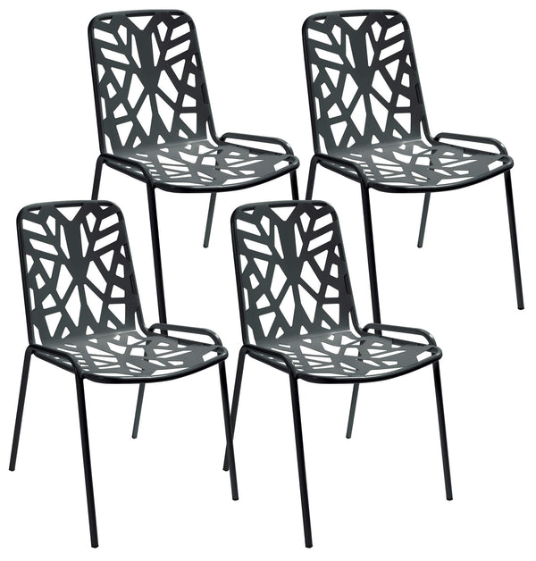Lot de 4 chaises de jardin 52x59x83 cm en acier RD Italia Fancy Anthracite prezzo