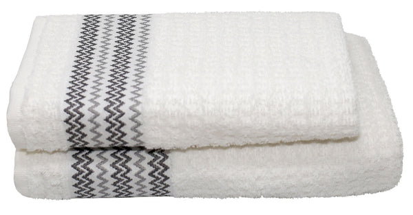 prezzo Ensemble éponge serviettes invité + lingette Kate ZigZag gris clair et blanc