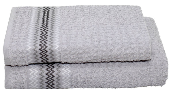 Ensemble éponge serviettes invité + lingette Kate ZigZag gris foncé et gris clair online