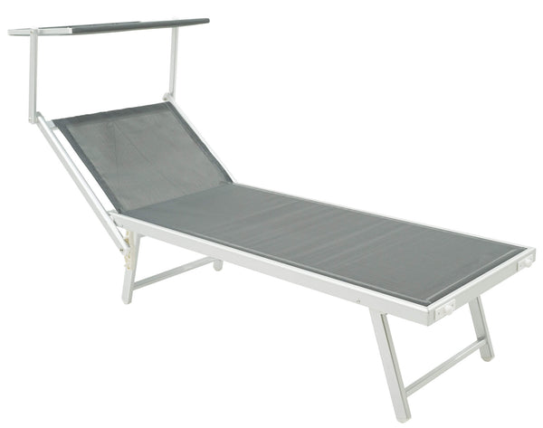 Transat de jardin 189x61x38 cm en Aluminium et Textilène Simba Anthracite prezzo
