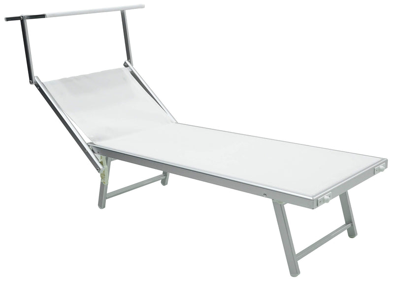 Lettino Prendisole da Giardino 189x61x38 cm in Alluminio e Textilene Simba Bianco-1