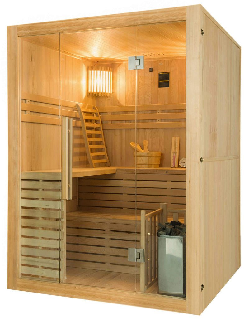Sauna Finlandese ad Infrarossi 4 Posti 150x150 cm H200 in Legno di Abete Sense 4-2