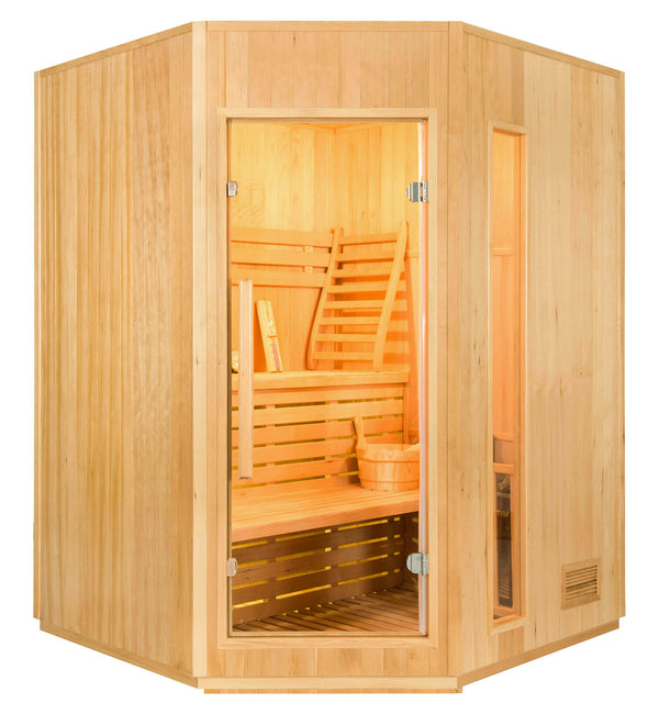online Sauna Finlandais Infrarouge 3/4 Places 150x150 cm H200 en Bois de Sapin Zen 3C