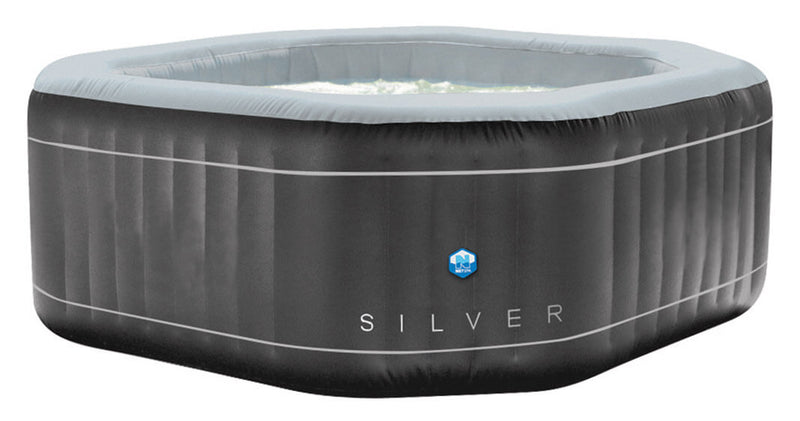 Vasca Idromassaggio da Esterno Gonfiabile Riscaldata 5/6 Posti 185x185x70 cm NetSpa Silver Nera-1