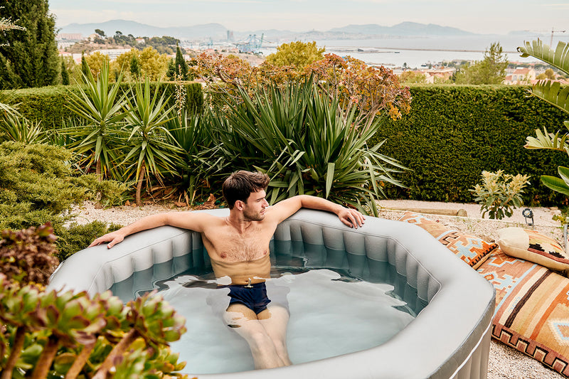 Vasca Idromassaggio da Esterno Gonfiabile Riscaldata 5/6 Posti 185x185x70 cm NetSpa Silver Nera-4