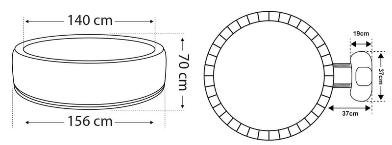 Vasca Idromassaggio da Esterno Semirigida Riscaldata 4 Posti con Mobili Ø156x70 cm NetSpa Vita Nera-5