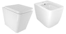 Coppia di Sanitari WC e Bidet a Terra Filo Muro in Ceramica 36x54,5x41,5 cm Street Bonussi Bianco Lucido-1