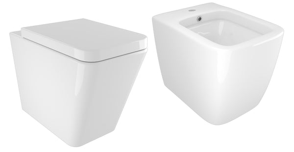 online Paire de WC et Bidet en Céramique Dos au Mur 36x54,5x41,5 cm Street Bonussi Blanc Brillant