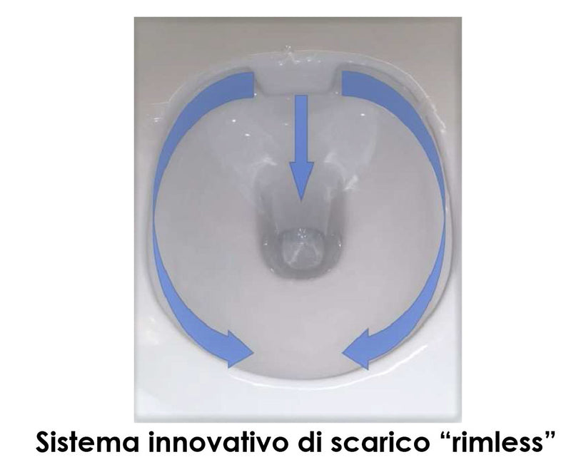 Coppia di Sanitari WC e Bidet a Terra Filo Muro in Ceramica 36x54,5x41,5 cm Street Bonussi Bianco Lucido-9