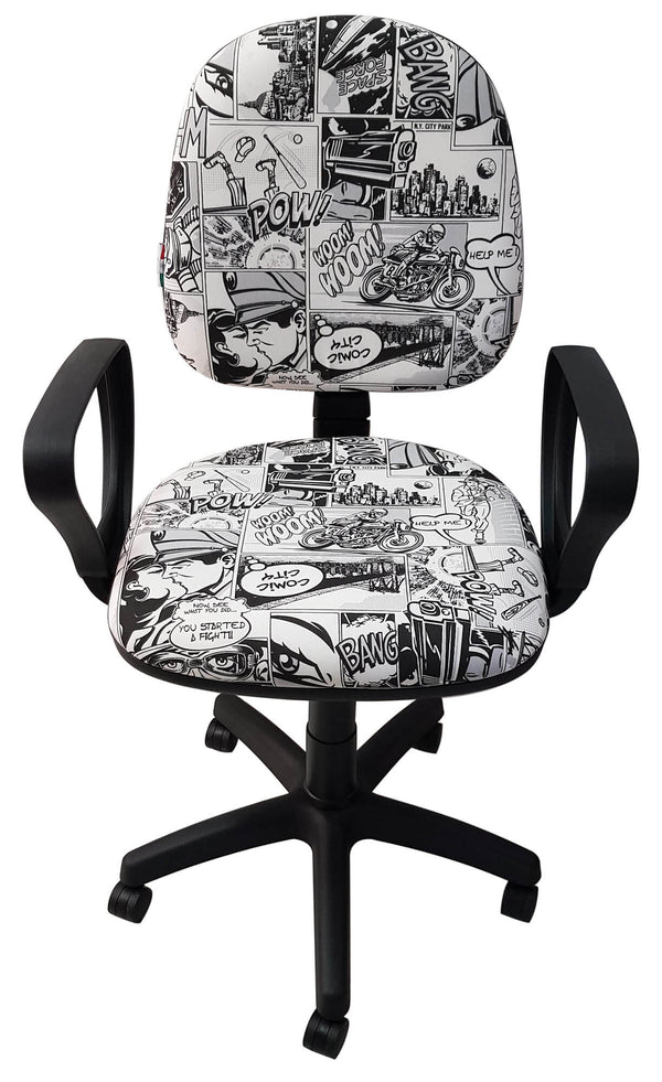 sconto Fauteuil de bureau opératif en tissu Renier Comics noir et blanc