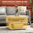 Tavolino da Caffè Asimmetrico 60x60x45 cm con Ripiani e Piedini Regolabili in Legno Bianco-5