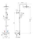 Saliscendi Asta con Miscelatore Soffione e Doccetta in Acciaio Inox Satinato Nilo-2