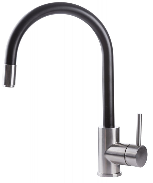 prezzo Robinet de cuisine mitigeur d'évier à levier unique bec pivotant rond en acier inoxydable noir