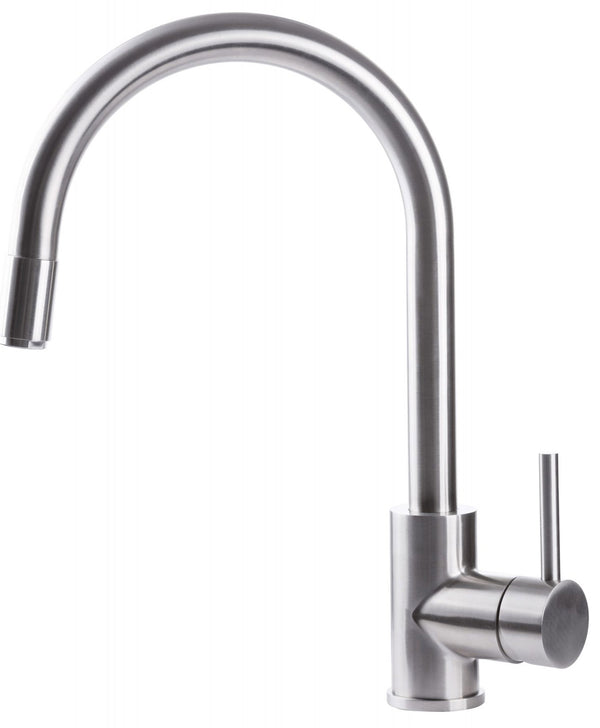 Robinet de cuisine mitigeur évier bec rond douchette extractible en acier inoxydable prezzo