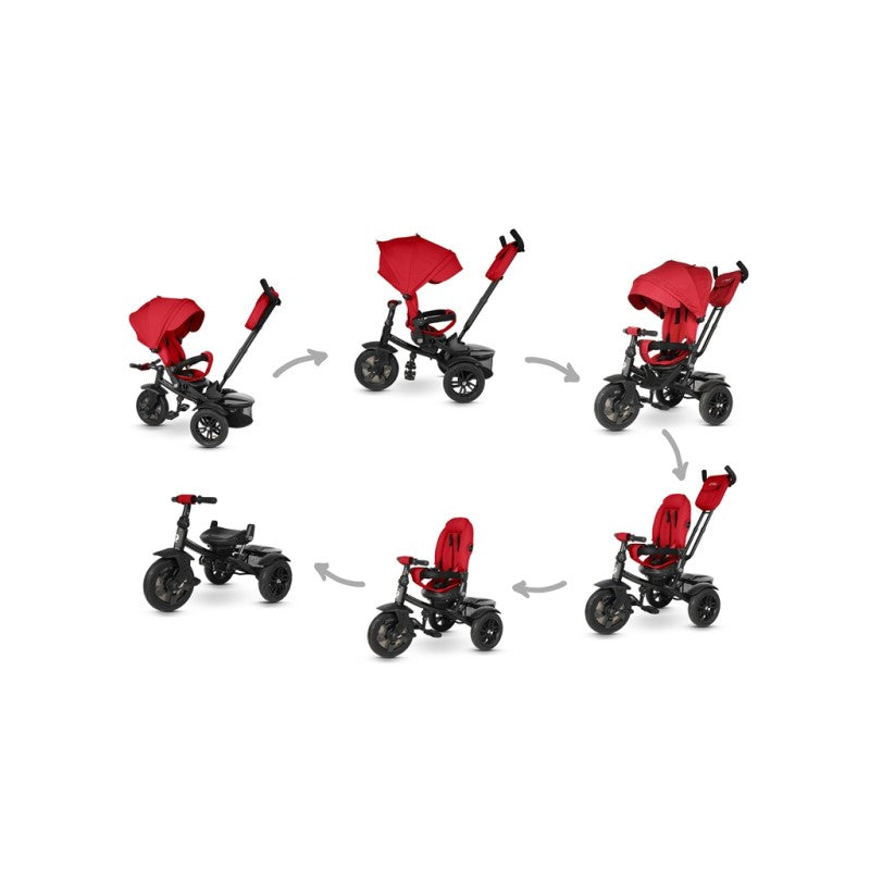 Triciclo Passeggino per Bambini 6 in 1 con Seggiolino Reversibile Qplay Premium Rosso-9