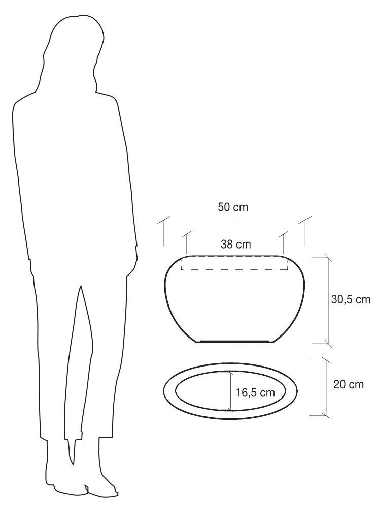 Vaso Ovale 50x20x30,5cm in Polietilene Vanossi Clio Bag Corda Bianco-4