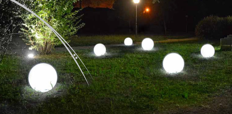 Sfera Luminosa da Giardino Ø30cm Ricarica USB in Polietilene Vanossi Sirio Bianco Fluo-7