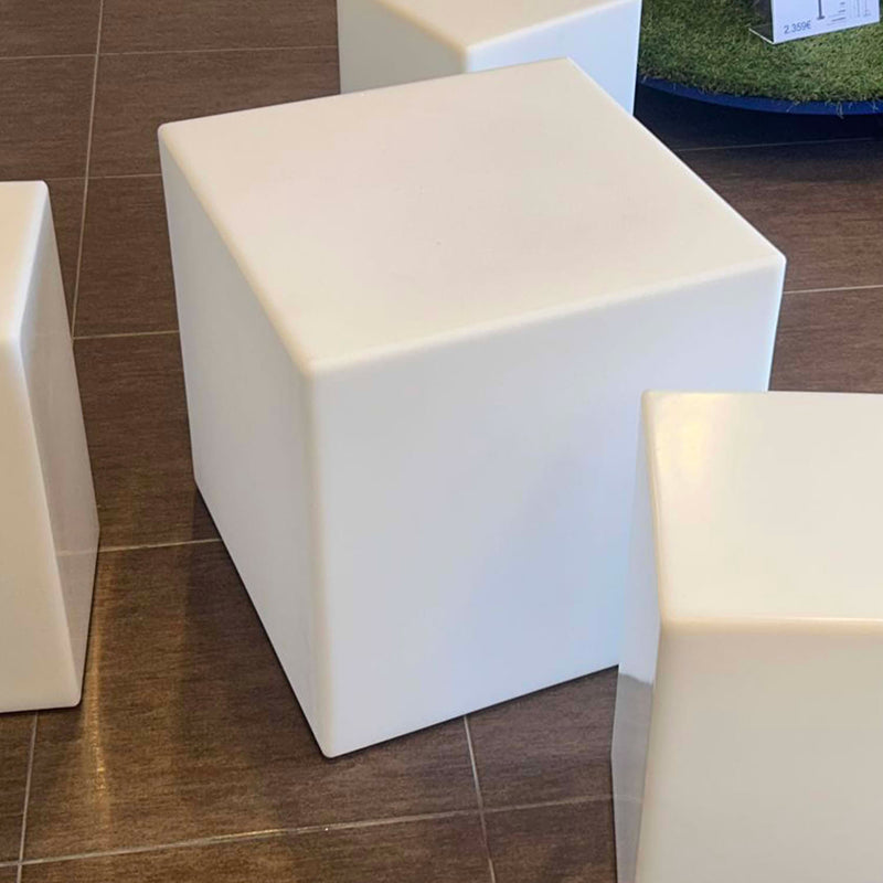 Tavolino Luminoso Solare da Giardino Autoricaricabile 50x50x50 cm in Polietilene Sined Cuby Bianco-3