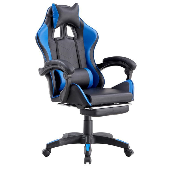 acquista Chaise de jeu ergonomique en simili cuir bleu/noir