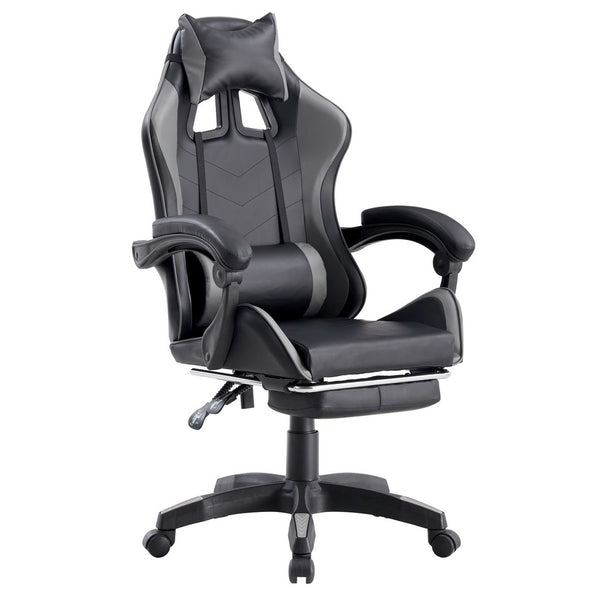 Chaise de jeu ergonomique en simili cuir gris/noir sconto