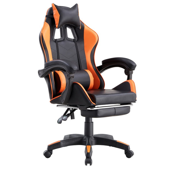 Chaise de jeu ergonomique en simili cuir orange/noir sconto
