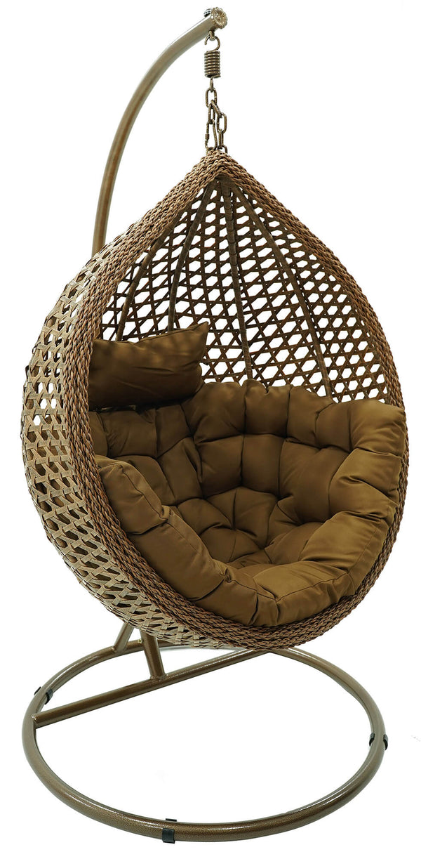 sconto Balançoire de jardin suspendue en acier et polyrotin marron topaze