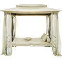Dondolo Letto 3 Posti 255x175x250 cm con Copertura a Gazebo e Zanzariera Beige-5