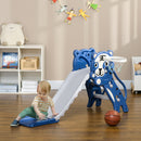 Scivolo per Bambini 133x60x70 cm con Canestro Laterale in PE Blu e Grigio-2