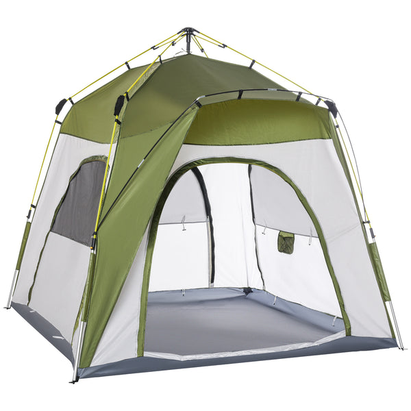 online Tenda da Campeggio 2 Posti Pop Up 240x240x199 cm con Porta a Cerniera e 3 Finestre Verde