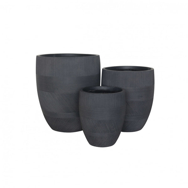 acquista Set de 3 vases Poppy en fibre synthétique Gris Foncé