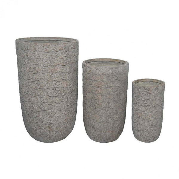 online Set de 3 Vases Oleander en Fibre d'Argile Grise