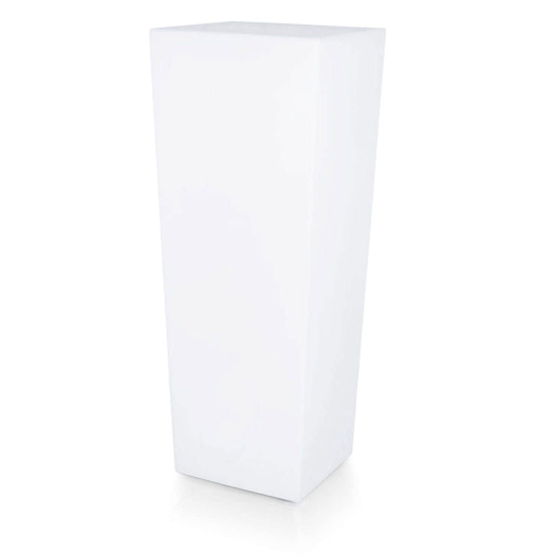 Vaso Quadrato Luminoso da Giardino Solare Autoricaricabile 45x45x102 cm in Polietilene Sined Solar 102 Bianco-1
