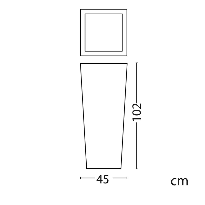 Vaso Quadrato Luminoso da Giardino Solare Autoricaricabile 45x45x102 cm in Polietilene Sined Solar 102 Bianco-5