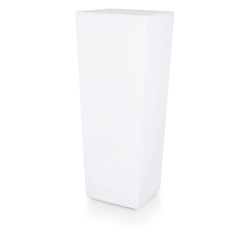 Vaso Quadrato Luminoso da Giardino Solare Autoricaricabile 38x38x86 cm in Polietilene Sined Solar 86 Bianco-1