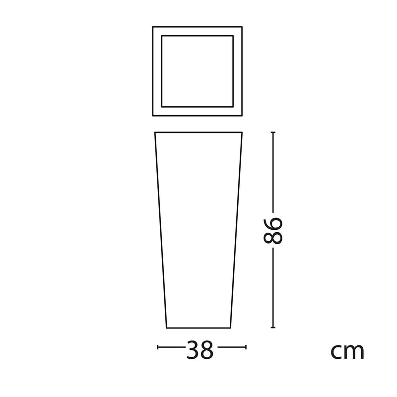 Vaso Quadrato Luminoso da Giardino Solare Autoricaricabile 38x38x86 cm in Polietilene Sined Solar 86 Bianco-5