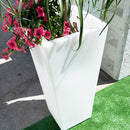 Vaso Quadrato Luminoso da Giardino Solare Autoricaricabile 38x38x86 cm in Polietilene Sined Solar 86 Bianco-6