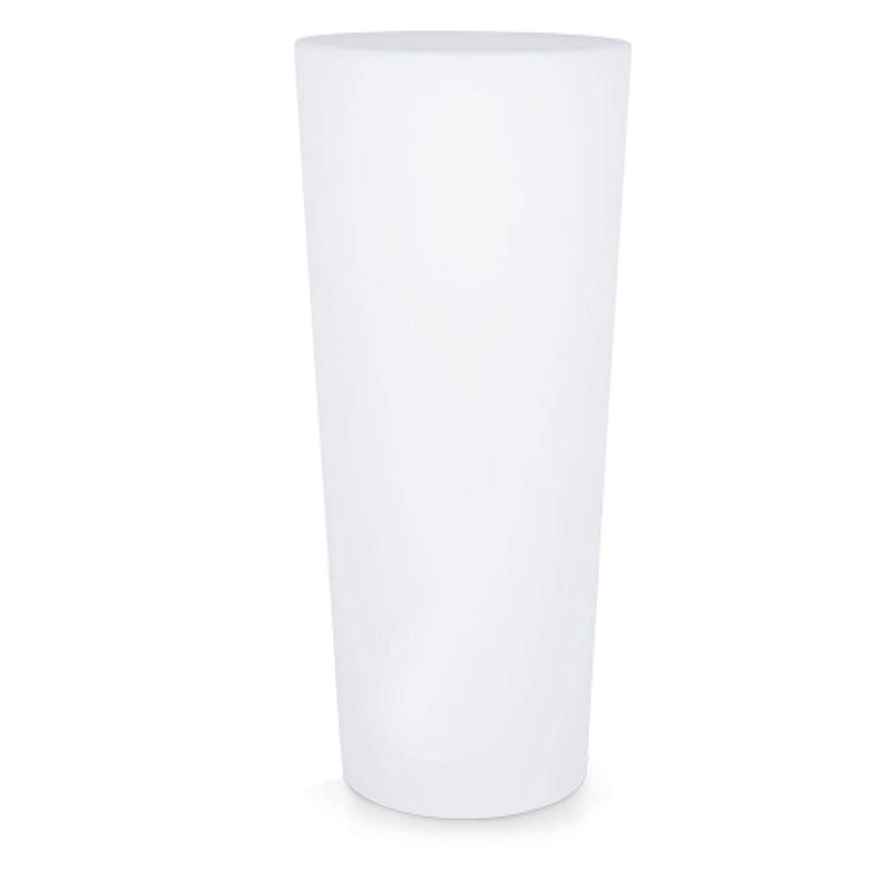 Vaso Rotondo Luminoso da Giardino Solare Autoricaricabile 38x38x86 cm in Polietilene Sined Solar 86 Bianco-1