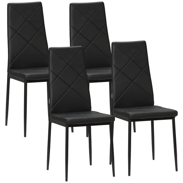 Lot de 4 chaises de salle à manger 41x50x97 cm avec dossier haut en simili cuir noir sconto