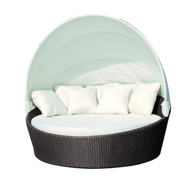Canapé-lit d'extérieur Sunny avec coussins 168x168x148 h cm en osier marron prezzo