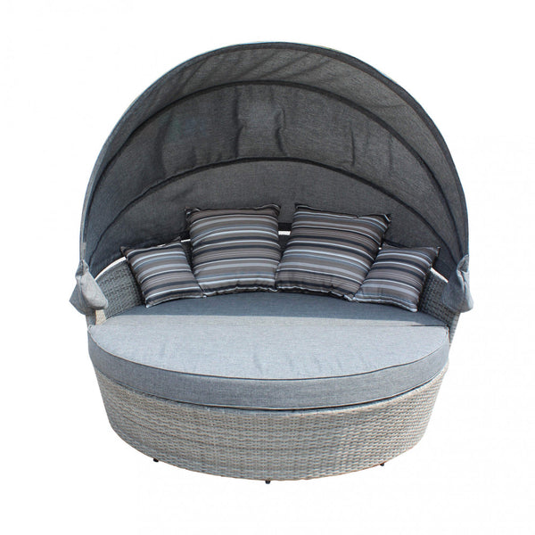 Canapé-lit d'extérieur Brazil avec coussins Ø180x80 h cm en osier gris acquista