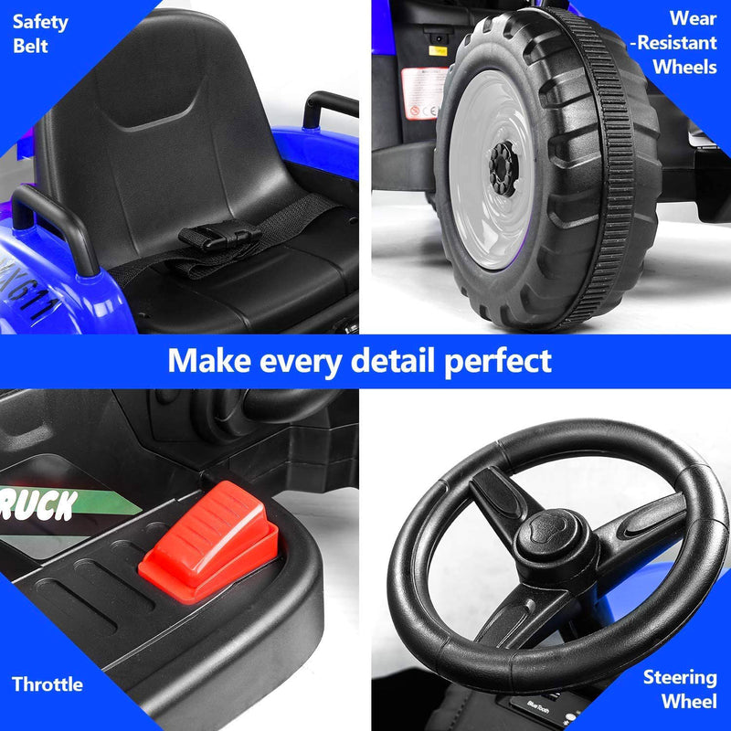 Trattore Elettrico per Bambini 12V con Rimorchio Happy Kids Blu-7