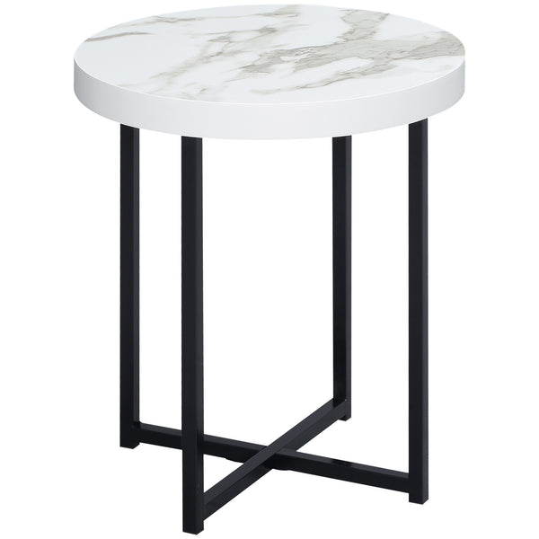 Table Basse Ronde avec Base en X 48x48x56,5 cm en MDF et Métal Blanc acquista