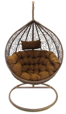 Amaca Dondolina da Giardino in Acciaio e Rattan Zaffiro Marrone-1