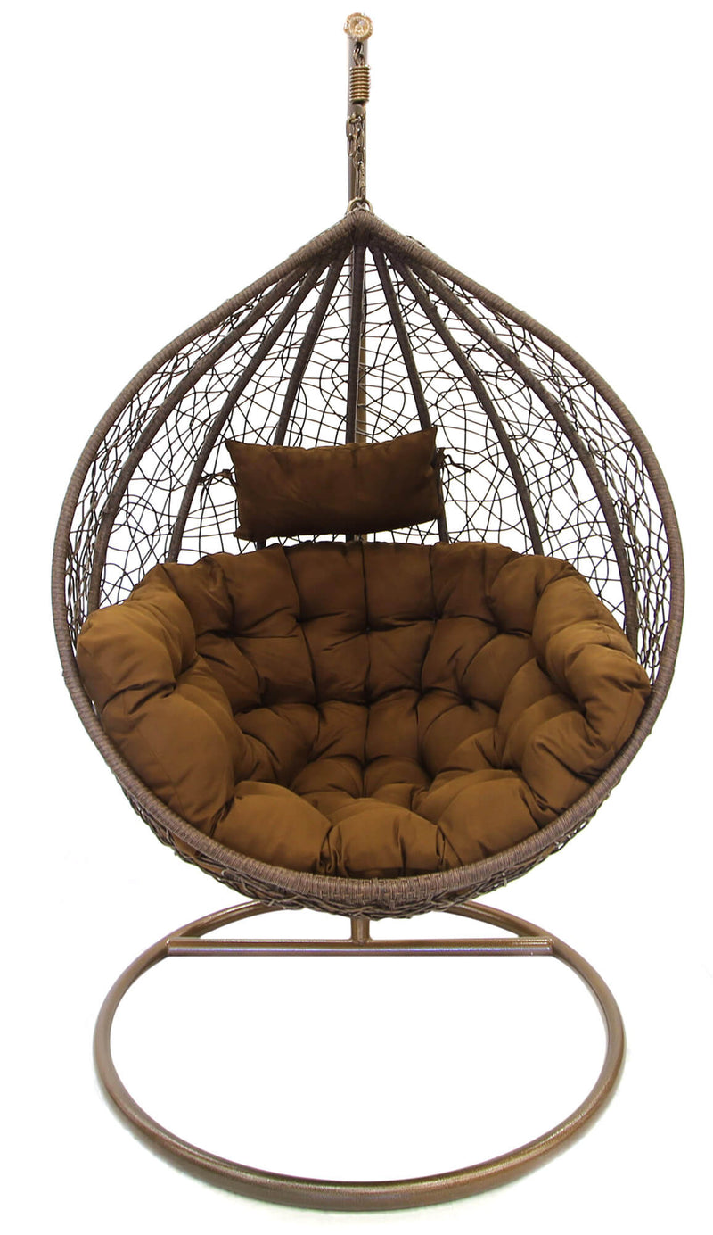 Amaca Dondolina da Giardino in Acciaio e Rattan Zaffiro Marrone-1