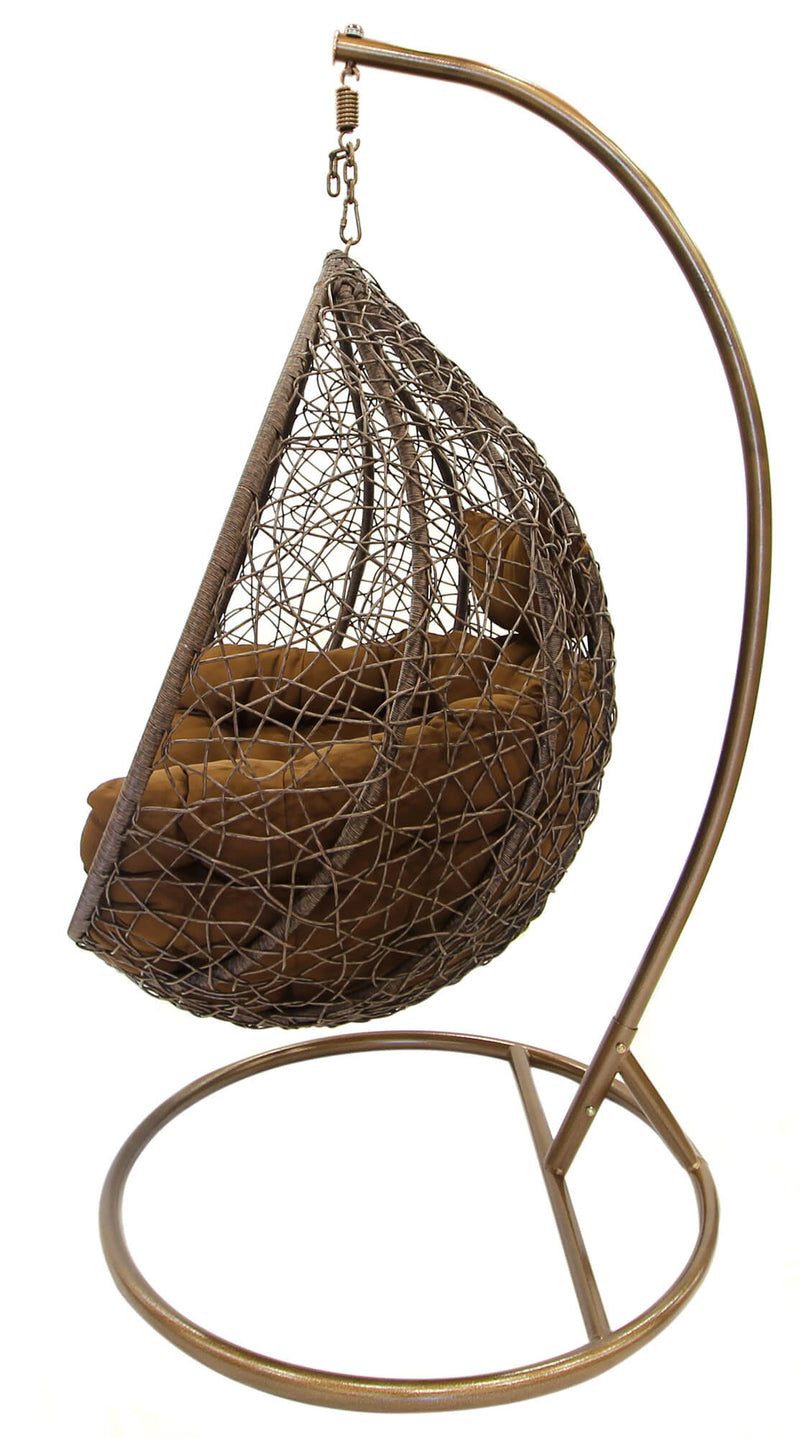 Amaca Dondolina da Giardino in Acciaio e Rattan Zaffiro Marrone-2