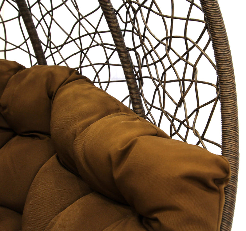 Amaca Dondolina da Giardino in Acciaio e Rattan Zaffiro Marrone-4