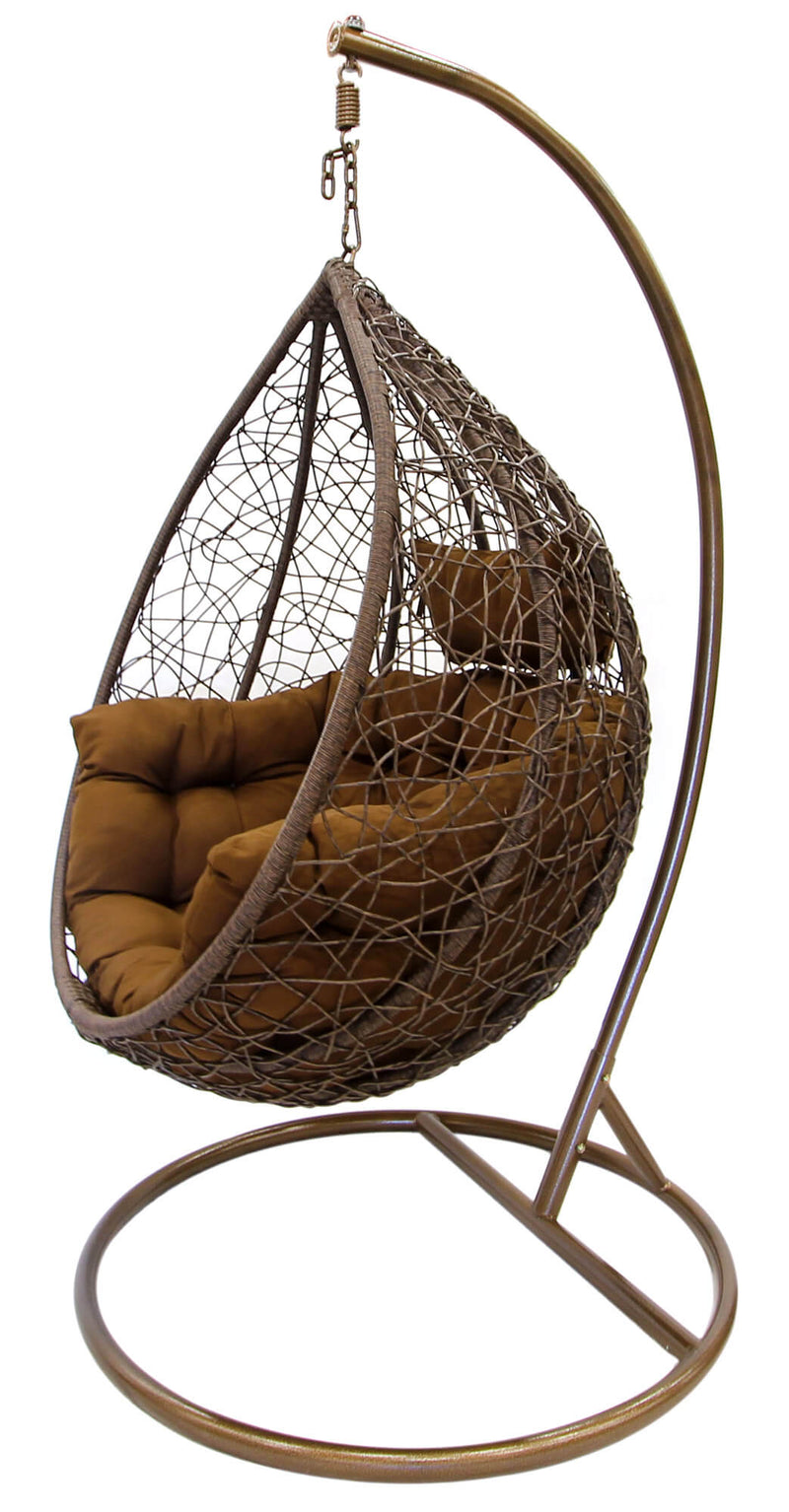 Amaca Dondolina da Giardino in Acciaio e Rattan Zaffiro Marrone-7