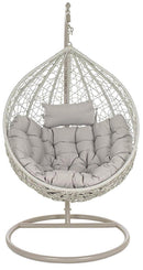 Amaca Dondolina da Giardino in Acciaio e Rattan Zaffiro Grigia-2