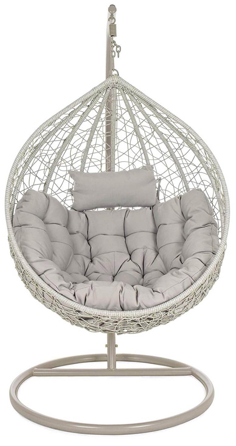Amaca Dondolina da Giardino in Acciaio e Rattan Zaffiro Grigia-2